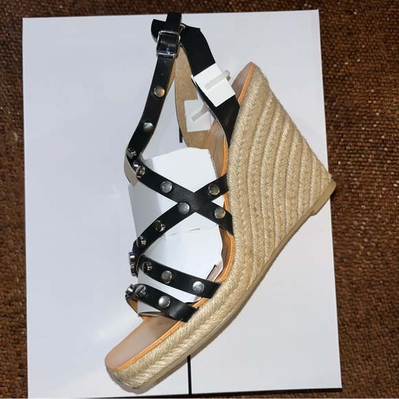 Dolce Viita Black & Tan Studded Espadrilles Wedge Sandals Women’s Size 8.5 NEW - Picture 3 of 8